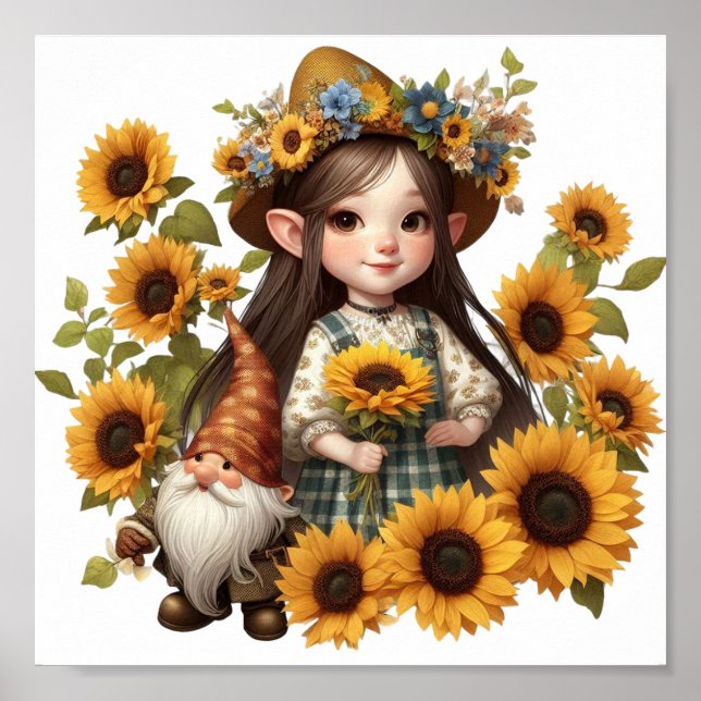 Affiche Fille de tournesol gnome (Devant)