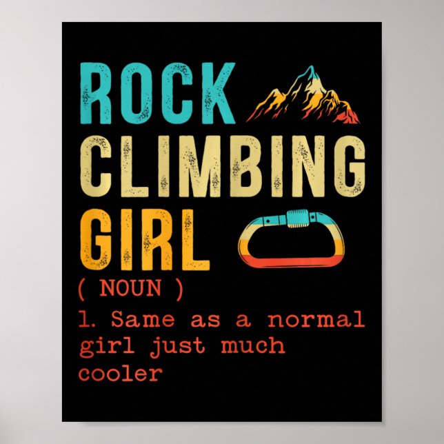 Affiche Fille d'escalade de rochers alpiniste grimpeuse Al (Devant)