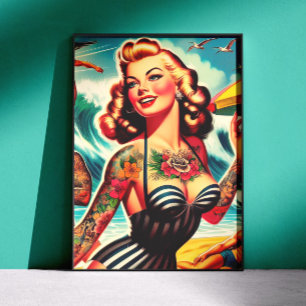 Affiche Fille d'été vintage