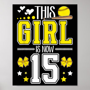 Affiche Fille Douce 15 Ans Anniversaire 15 Ans Joueuse Dou