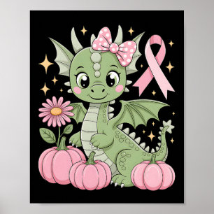 Affiche Fille Dragon Cancer du sein Halloween Citrouille T