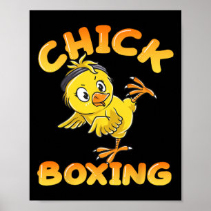 Affiche Fille drôle de kickboxing combat mignonne kick box