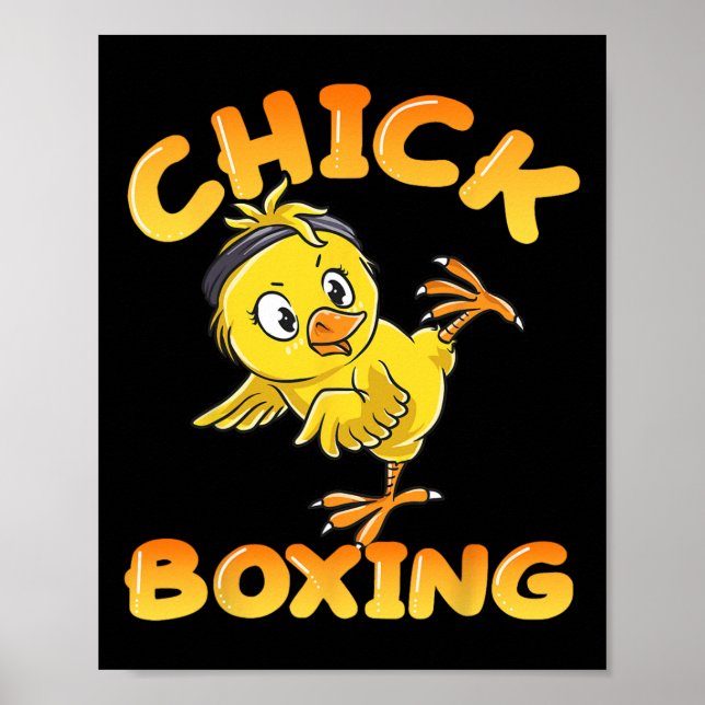 Affiche Fille drôle de kickboxing combat mignonne kick box (Devant)