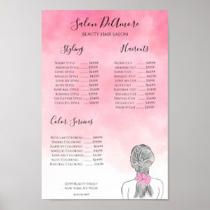 Affiche Fille du menu de service avec tresse aquarelle ros