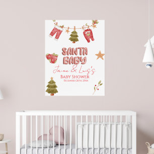 Affiche Fille du Père Noël Garçon Vacances Baby Shower