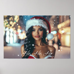 Affiche Fille du Père Noël - Ho Ho Ho - Noël