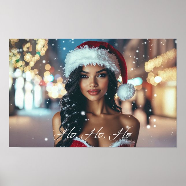 Affiche Fille du Père Noël - Ho Ho Ho - Noël (Devant)