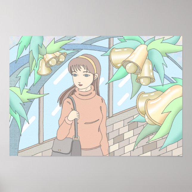 Affiche Fille écoutant le son des cloches. (Devant)