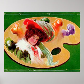Affiche Fille Édouardienne sur Palette de Peintre
