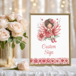 Affiche Fille Élégante Fée Rougeur Fleurale Anniversaire S