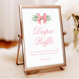 Affiche Fille Élégante Ruban Rose Baby Shower Tirage au So