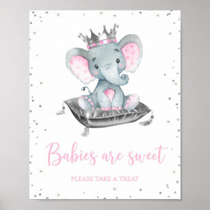 Affiche Fille Eléphant Baby shower Favoriser les panneaux