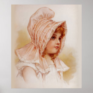 Affiche Fille en Bonnet Rose