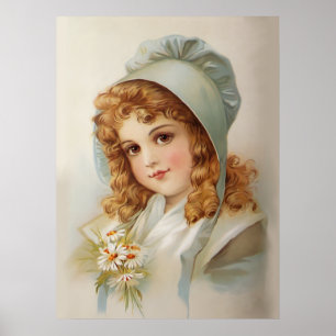 Affiche Fille en Bonnet Vert