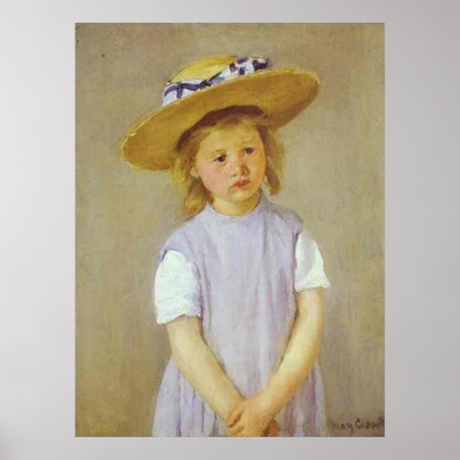 Affiche Fille en Casquette de paille, Mary Cassatt (Devant)