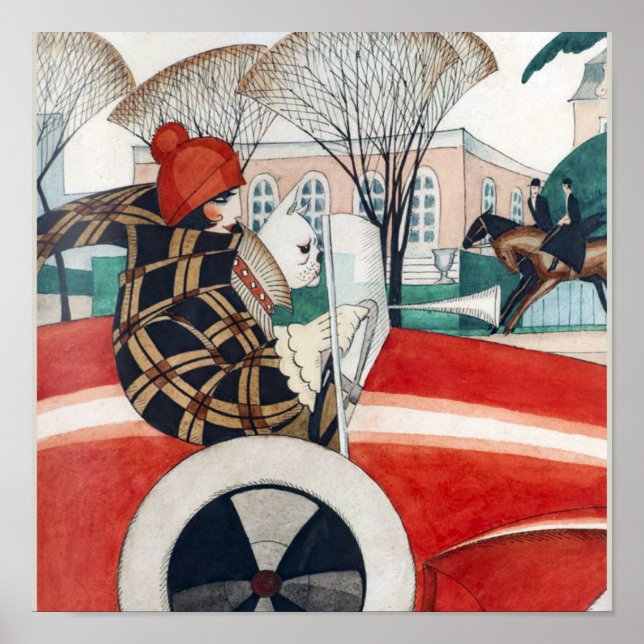 Affiche Fille et Carlin dans une automobile (Devant)