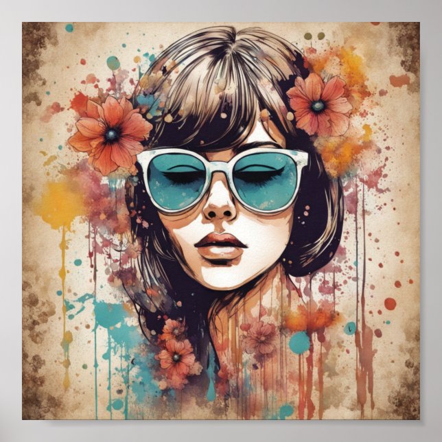 Affiche Fille et fleurs (Devant)