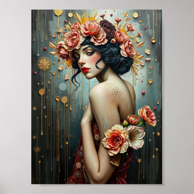 Affiche Fille et fleurs (Devant)