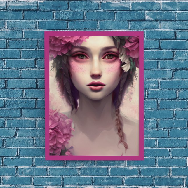 Affiche Fille éthérée avec des taches de rousseur roses (Créateur téléchargé)