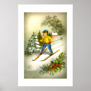 Affiche Fille faisant du ski