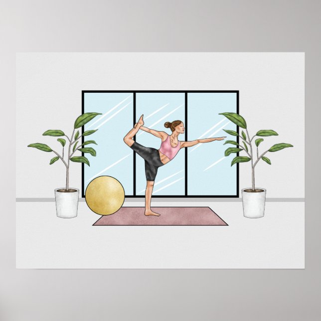 Affiche Fille faisant un exercice d'équilibre en yoga, pos (Devant)