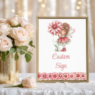 Affiche Fille Fée Capricieuse Anniversaire Floral Fard Rou