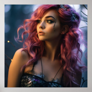 Affiche Fille Fée Imaginaire futuriste