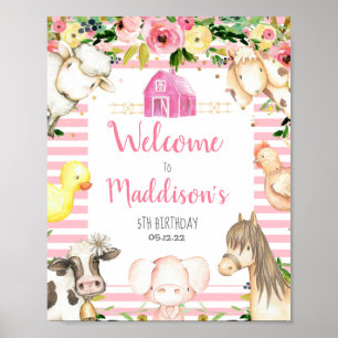 Affiche Fille ferme signe de bienvenue