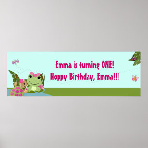 Affiche Fille FROG Bannière de fête d'anniversaire HFG