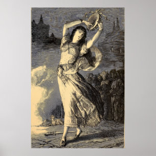 Affiche Fille gitane à tambourin de l'ère victorienne