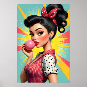 Affiche Fille Glamour de Style Vintage 50