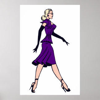 Affiche Fille Glamour Vintage, Secrétaire Blonde Rétro