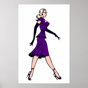 Affiche Fille Glamour Vintage, Secrétaire Blonde Rétro
