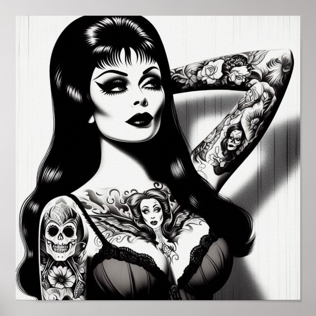 Affiche Fille goth tatouée vintage (Devant)