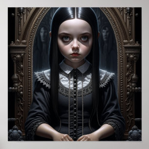 Affiche Fille gothique Halloween hantée