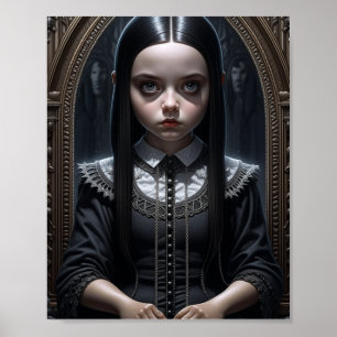 Affiche Fille gothique Halloween hantée