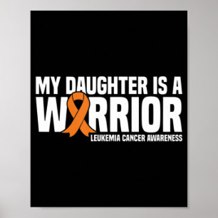 Affiche Fille Guerrier Orange Ruban Leucémie Cancer Awa