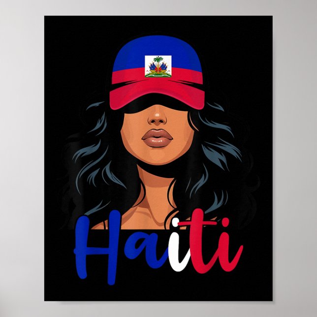 Affiche Fille haïtienne Drapeau Haïti Fière Femmes Haïtien (Devant)
