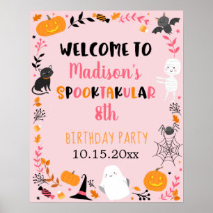 Affiche Fille Halloween Spooktacular Anniversaire Bienvenu