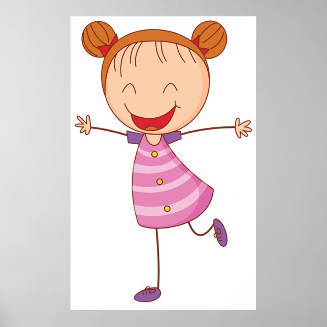 Affiche Fille Heureuse Figurine Bâtonnets Cheveux Roux Chi (Devant)