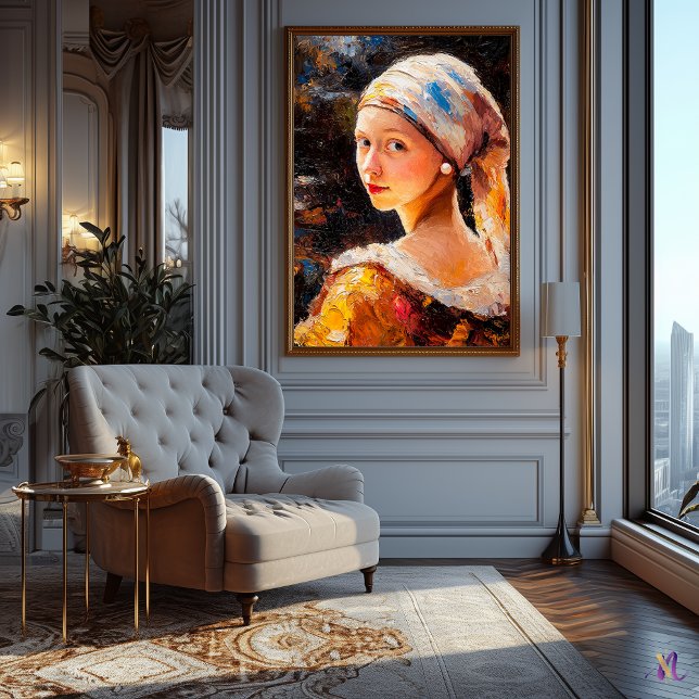 Affiche Fille Inspirée de l'Impressionnisme avec une Perle (Créateur téléchargé)