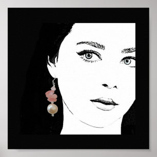 Affiche Fille ironique photo de visage de mode fine art