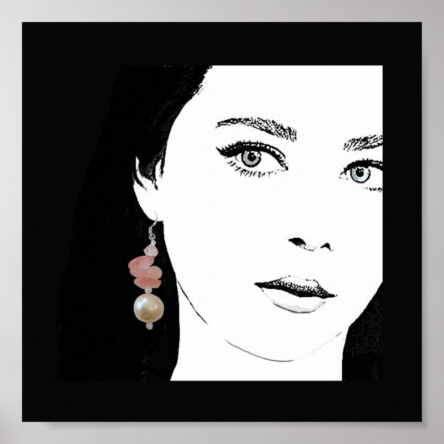 Affiche Fille ironique photo de visage de mode fine art (Devant)