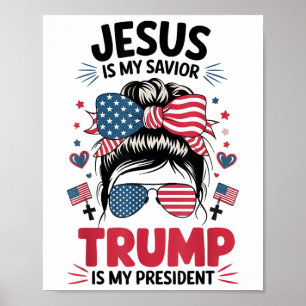 Affiche Fille Jésus Mon Sauveur Trump Président Christian
