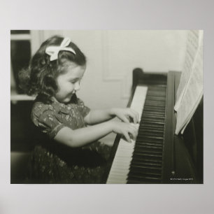 Affiche Fille Jouant Piano