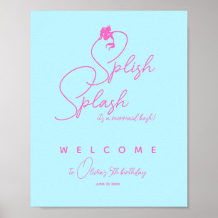 Affiche Fille Licorne d'Été Minimaliste Bienvenue Annivers