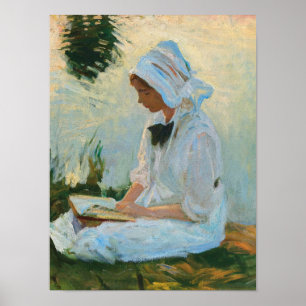 Affiche Fille lisant au bord d'un ruisseau, Sargent 1888