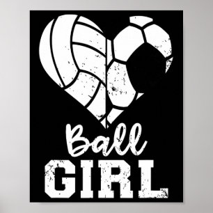 Affiche Fille Ll Cœur Drôle Soccer Volleyll Fille