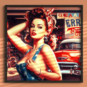 Affiche Fille mécanique rétro