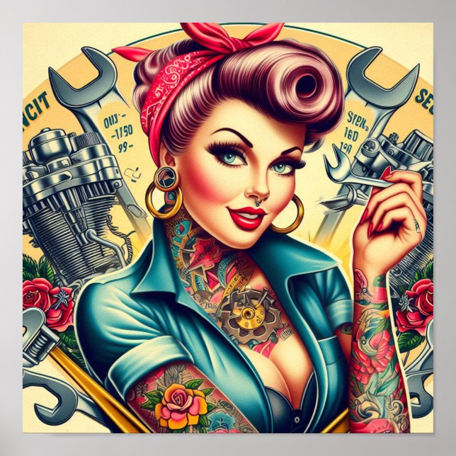 Affiche Fille mécanique rétro (Devant)